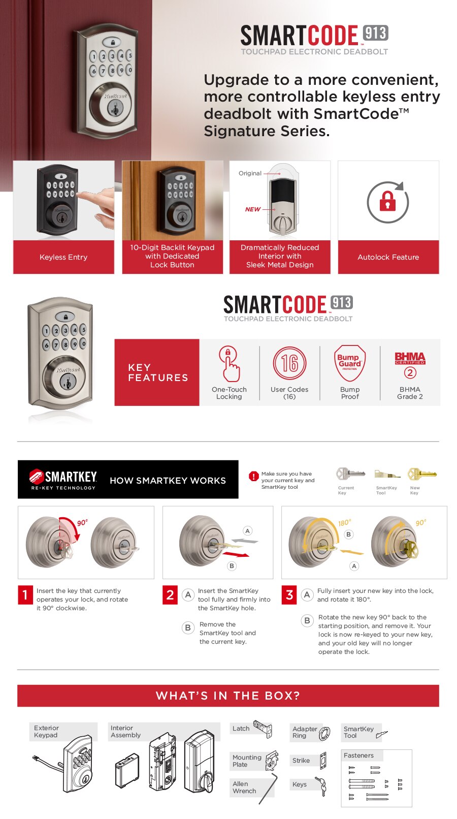 Kwikset SmartCode Satin Nickel Single Cylinder Electronic Deadbolt